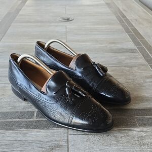 Mezlan Black Leather Loafers with Tassels